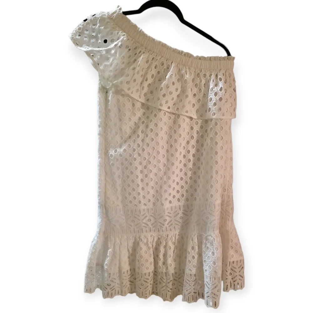 Tory Burch White Zoe Eyelet One Shoulder Feminine Spring Dress